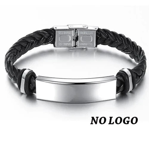Men's Leather Bracelet – Custom Name & Logo