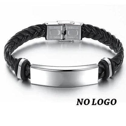 Men's Leather Bracelet – Custom Name & Logo