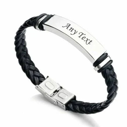 Men's Leather Bracelet – Custom Name & Logo